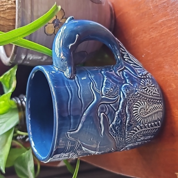 3D Marine Ocean Blue Dolphin Handle Mug - Picture 1 of 7